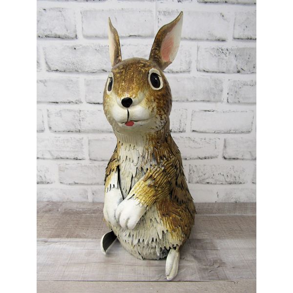 Rustic Charming 15" Tall All Metal Rabbit Bunny Statue Yard Art Garden Home Deco