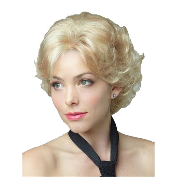 OYSRONG Very Beauty Elegant Women Short Golden Wavy/curly Layered Heat Resistant Fiber Daily Wig