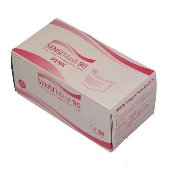 SENSI Surgical Face Mask 95/1 Box (Pink/50 Sheets)/Medical Mask/Non-Woven Mask/Regular Size/Disposable Mask/ISO 13485 Certified