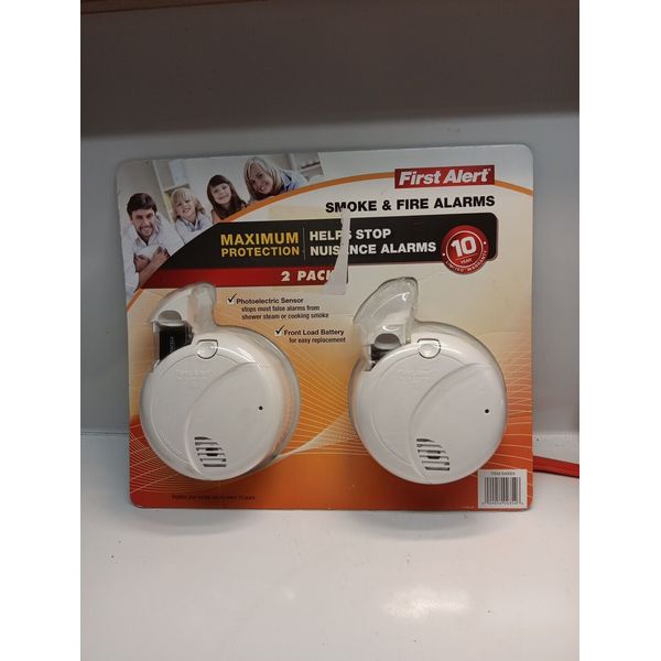 New 2 Pack First Alert Smoke & Fire Alarms 540004 Max Protection Photoelectric