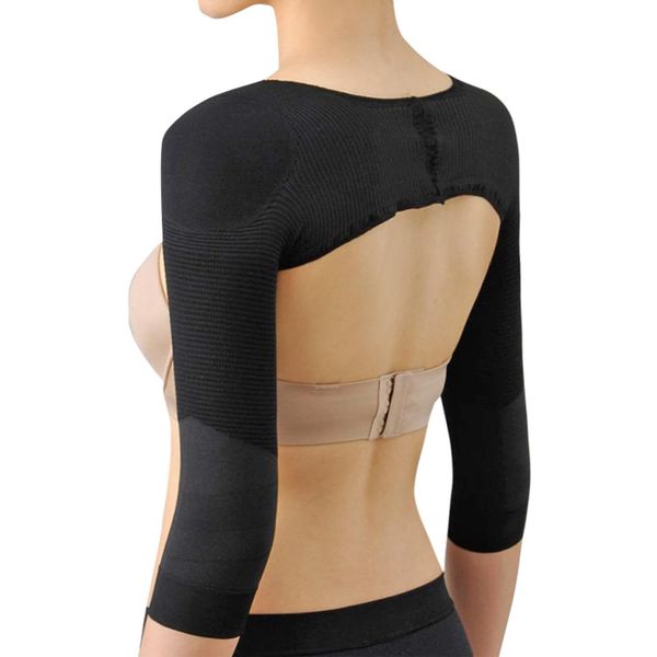 LILIWER Upper Arm Shapewear Stretchable Upper Arm Compression Shoulder Support Upper Arm Shaper for Women Armrest (Black, M)