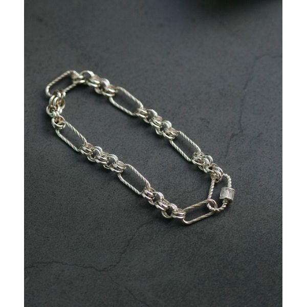 Silver 92.5 twist clip + O-ring chain mix cubic screw decoration Italian chain silver bracelet