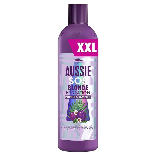 Aussie Silbershampoo, SOS Blonde Hydration, 490ml, mit austalischem Manuka-Blatt & Wildpflaume, für blondes Haar, tierversuchsfrei, vegan, Haarpflege