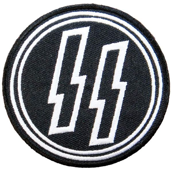 Embroidered Iron Patch [SS Mark/SS] Black Round Military Patch German Applique Craft DIY