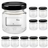 mikken 10 Small Preserving Jars 53 ml with Lids Black with Labels