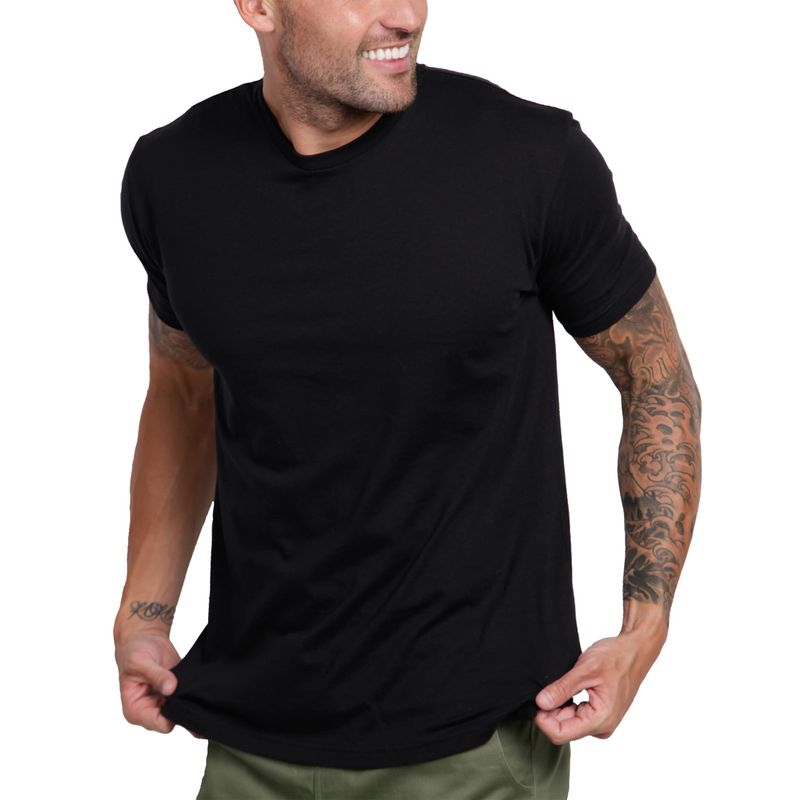 Mancozy 3-Pack Men's Fitted Crew Neck Long Sleeve T-Shirts – Premium Essential Tees, X-Large