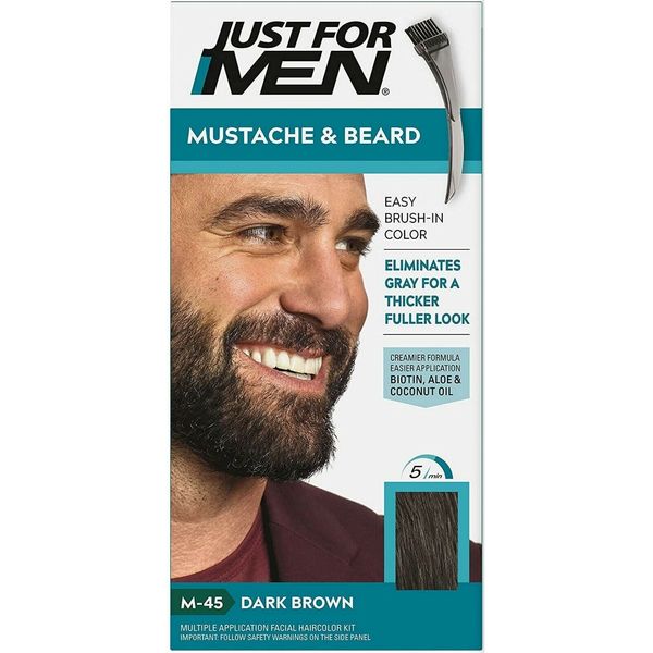 Just For Men M-45 DARK BROWN Mustache & Beard Brush In Blue