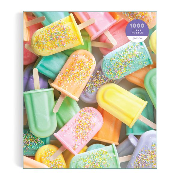 Galison ICY Treats – Julie Seabrook Ream 1000 Piece Puzzle Featuring A Pastel Collage of Frozen Treats Perfect for Summer