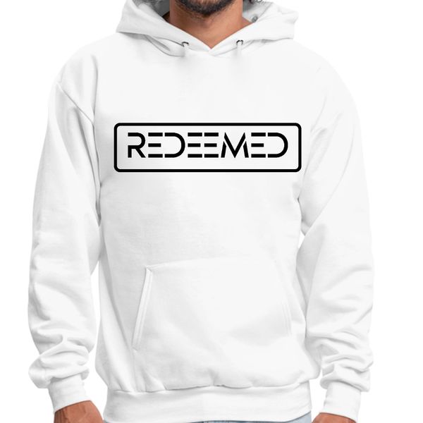 Mens Graphic Hoodie Redeemed Black Illustration - White / M