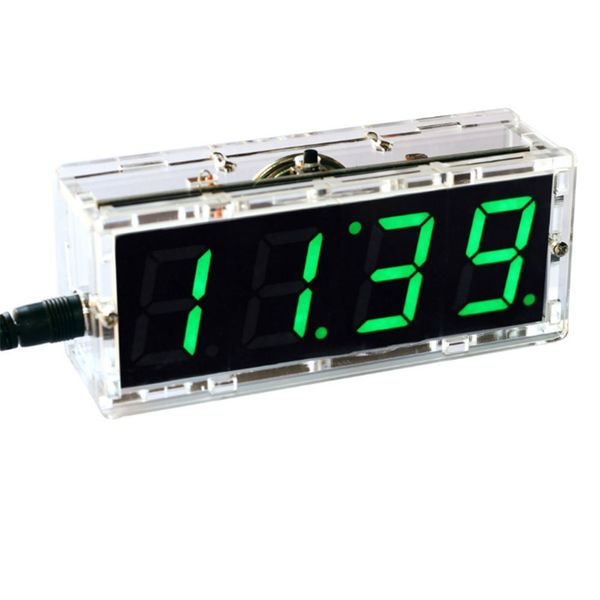 Ren He LED Clock Digital Clock 4 Digit LED Clock Kit Control 0.8 Inch Digital Tube Clock Temperature Date Time Display Function Green