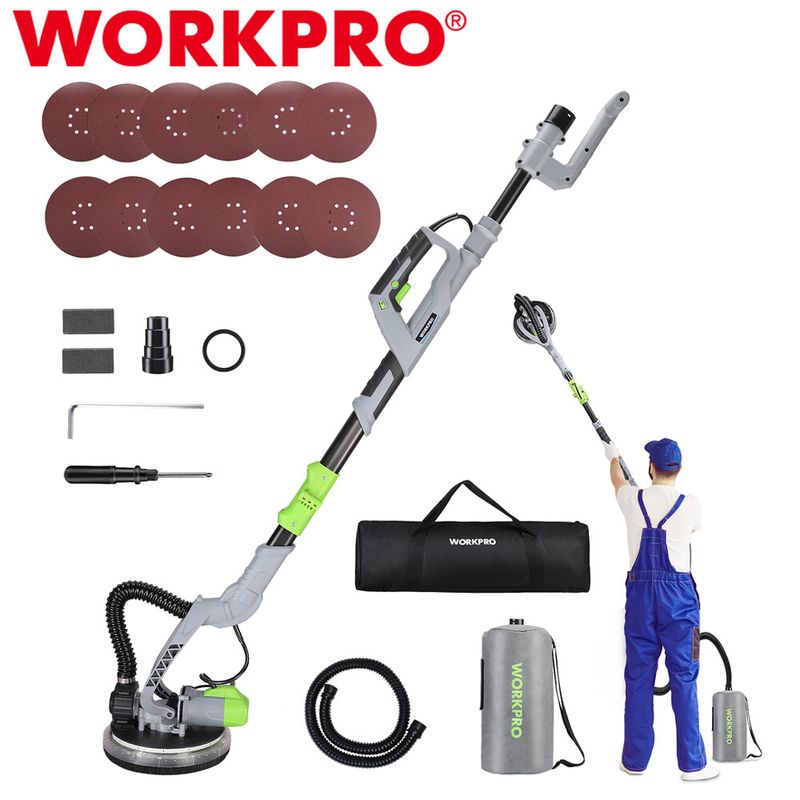 WORKPRO Drywall Sander Kit 720W Electric Sander 7 Speed 1100-1850RPM ...