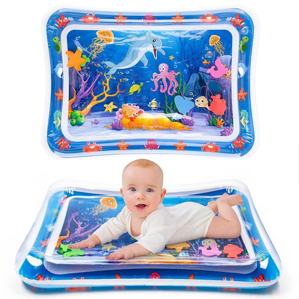 Tummy Time Water Mat丨Inflatable Play Mat for Babies, Blue