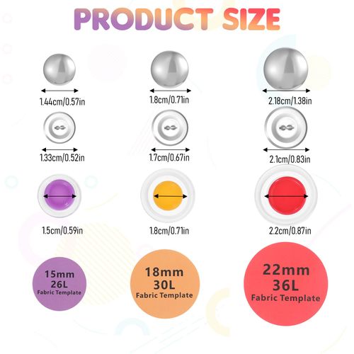 60 Sets Cover Button Kits with 3 Sizes & Tools 15mm/18mm/22mm DIY Fabric Cloth Covers Buttons to Covers Self Cover Buttons with Wire Backs - Newbie-Friendly