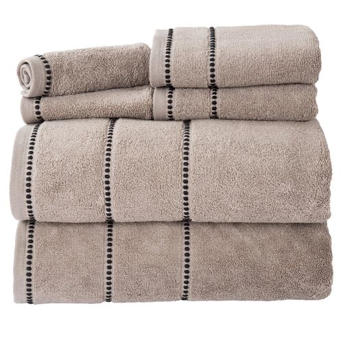 6PC Towel Set - 525GSM 100% Cotton Bathroom Essentials with 2 Bath Towels, 2 Hand Cloths, and 2 Washcloths - Absorbent Sheets for Bath, Shower, Gym, Spa, and Dorm Room by Lavish Home (Taupe)
