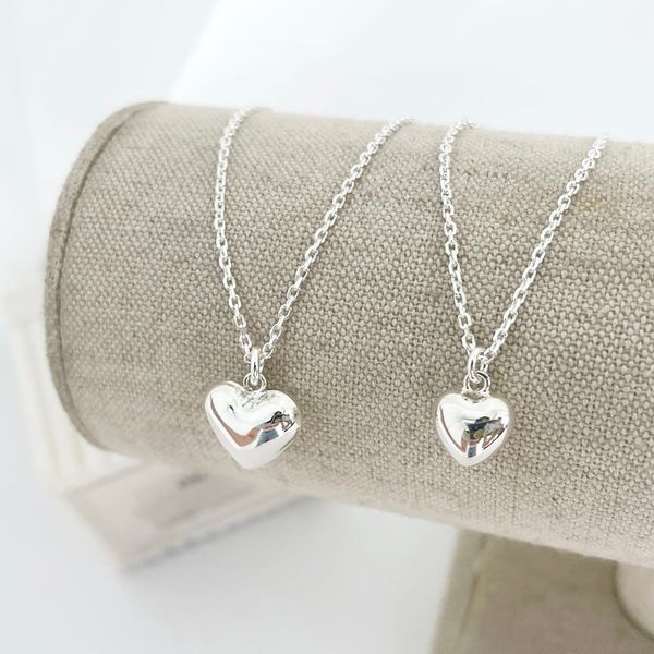 Silver 925 Big Heart Plump Daily Silver Necklace