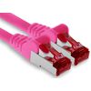 1aTTack.de - 1x 1m CAT6 patch cable S/FTP PIMF shielding CAT.6 RJ45 network cable Ethernet cable DSL LAN router switch modem patch panel - magenta - 1 piece