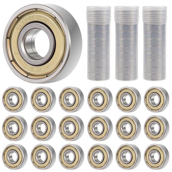 30 Stück 608zz Kugellager Kohlenstoffstahl Skateboard Kugellager Double Shielded Rillenkugellager Kugellager 22x8x7mm 608 Bearings für Skateboards, Roller, Inline Skates (Silber)