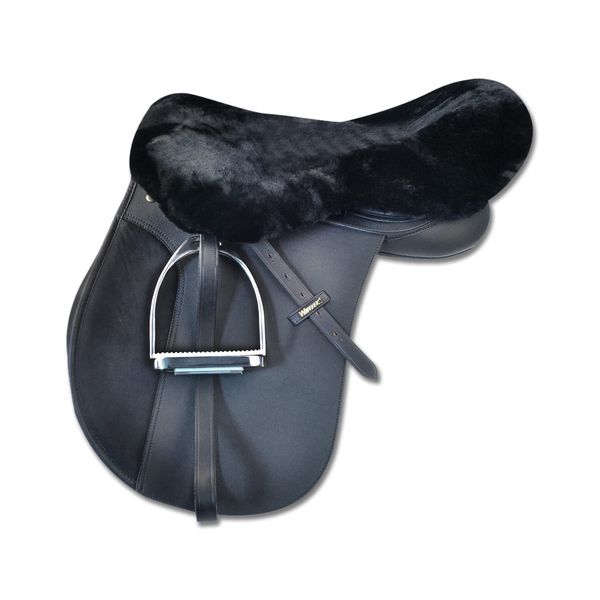 Waldhausen Sheepskin Saddle Cover - Black, 16"/42 cm - 18"/46