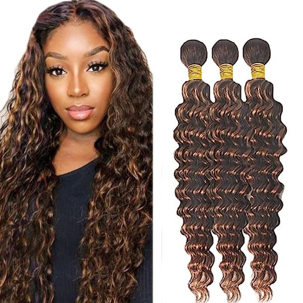 AI P430 Deep Wave Human Hair Bundles Human Hair Extensions 22 24 26