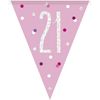 Unique 83451 Pink Plastic Pennant Banner-9' Silver | 1 Pc, Age 21