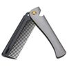 Folding Beard Comb, Stainless Steel Round Comb Teeth Beard Comb Folding Pocket Moustache Shaping Comb for Household Barber Salon(2#)