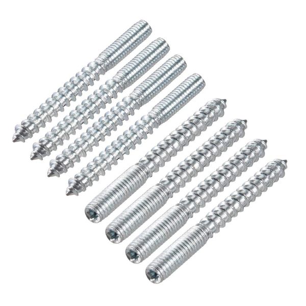 sourcing map M6 Hanger Bolts Length 2-3/8"(60mm) Double Headed Bolts Self-Tapping Screw 6mm Wood Joint Furniture Legs 8pcs