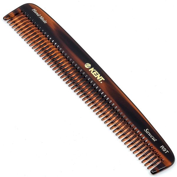 Kent R9T All Coarse Hair Detangling Comb Wide Teeth Dressing Table Comb for Thick Curly Wavy Hair. Hair Detangler Comb for Grooming Styling Hair, Beard and Mustache. Saw-Cut. Handmade in England