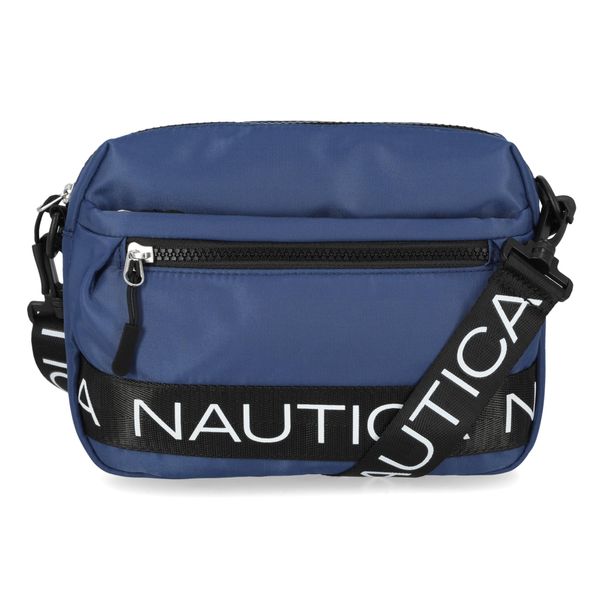 nautica Nylon Bean Crossbody/Belt Bag with Adjustable Shoulder Strap, Indigo