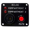 Skippers Two Compartment Bilge Alarm Panel, Customized Text, 12 v
