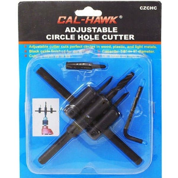 CAL-HAWK ADJUSTABLE CIRCLE HOLE CUTTER 7/8--5" DIAMETER DRILL BIT SAW