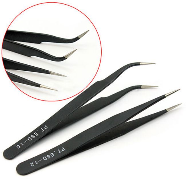 Precision Tweezers Set of 2 Stainless Steel For Decoration Nail Art Tweezers Gel Nails Manicure Self Nails Nail Goods Nails New