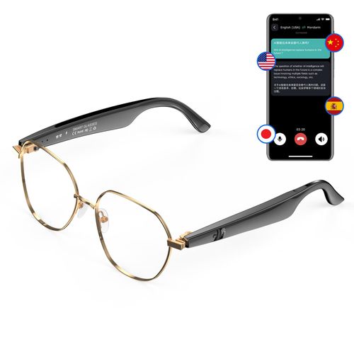 IEOTT Bluetooth Glasses, Blue Light Glasses for Women Men, Smart Glasses with 163 Language Translations, AI Glasses with Audio, Clear Glasses Bluetooth 6.0, Voice Assistant