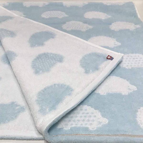 Imabari Towels, Bath Towels, Set of 2, Brand Certified, 23.6 x 47.2 inches (60 x 120 cm), Blue, Pink, Hedgehog Pattern, Cute, Fluffy, Water Absorbent, Quick Drying (1 Blue, 1 Pink)