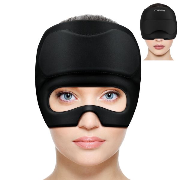 TOMEISOR Migraine Relief Cap, Foldable Eye Visible Headache Relief Cap, Migraine Relief Hot and Cold Hangover Cap Ice Gel Cap 360° Fit, Migraine Ice Mask, Headache Migraine Hat Best Home Health Gift