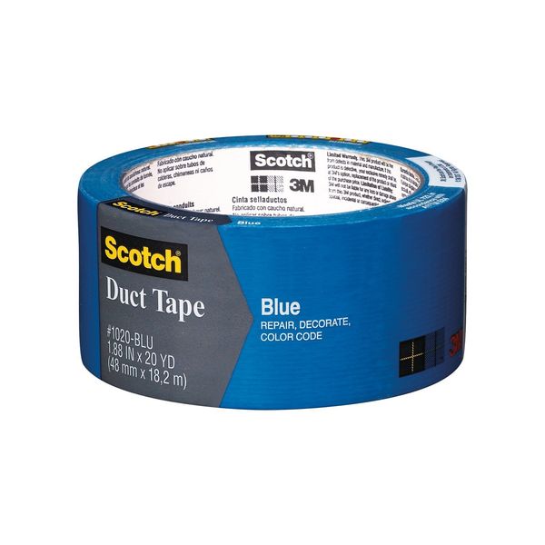 Scotch 1020-BLU-A Durable Duct Tape, 20-Yards, Blue, 12 Per Case