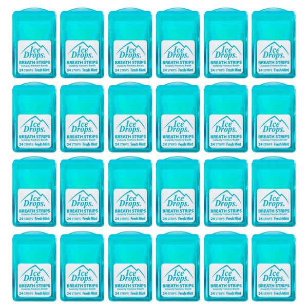 Ice Drops® | 24 Individual Packs of Sugar-Free Breath Strips for Instant Fresh Breath | Each Pack has 24 Fresh Mint Flavored Strips (576 Total Strips)