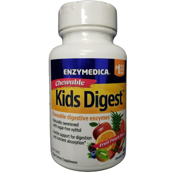 Enzymedica Kids Digest Chewable Digestive Enzymes,Punch Flavor,60 Chew Tabs