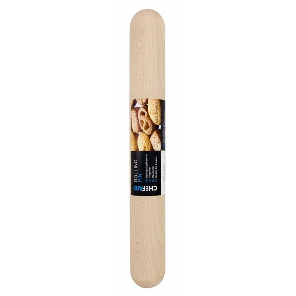 Chef Aid Wooden Rolling Pin, Ideal for all baking tasks and perfect for pastry and dough products, measures 28.5 cm wide and made from well source wood, Beige