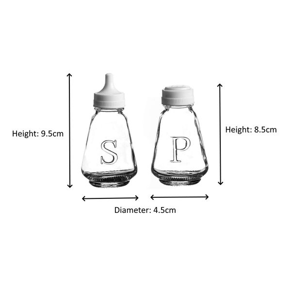 Glass Salt and Pepper Shaker Pot Set of 2 Classic Clear Glass Traditional Cruet Set Cafe-Style Dispenser Bottles