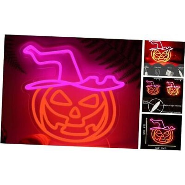 Pumpkin Witch Hat Neon Sign for kids bedroom school party wall head-orange