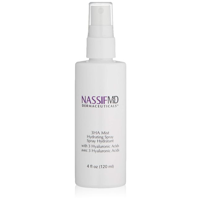 NassifMD 3HA Instant Hydrating Facial Mist - Contains 3 Types of Hyaluronic Acid to Keep Your Face Refreshed and Hydrated, Decreases Look of Skin Puffiness, Dark Circles and Fine Lines (4 fl oz)