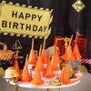 Gerrii Plastic Race Car Party Cups with Straws Set, Construction Cone Shaped ...