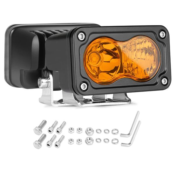 Nirider LED Pods Amber 2PCS 40W Small 3 Inch Light Pods Spot Flood Driving Lights LED Cubes Offroad LED Light Bar Square Work Lights Ditch Lights Yellow LED Fog Lights for Truck ATV UTV Car Motorcycle