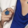 Classic Large Round Statement Rings; Holiday Original Gifts for Women (Navy Blue Silver)