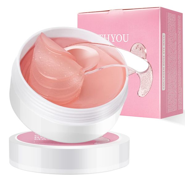 Rose Under Eye Mask, Collagen Under Eye Patches For Puffy Eyes & Bags, Dark Circles and Wrinkles, Look Younger and Less Tired, Revitalize and Moisturize Your Skin, 30 Pairs