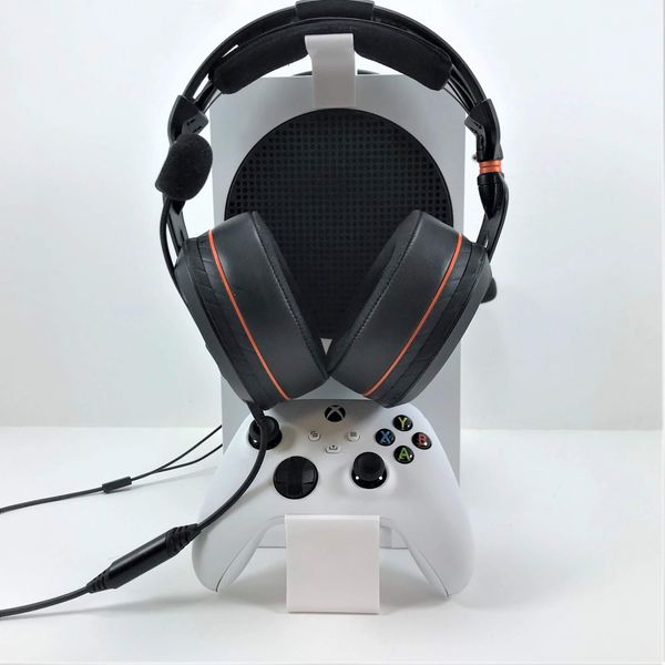 3D Cabin Product Compatible With Xbox Series S Dual Controller Headphone Hook Console Stand Base Station White
