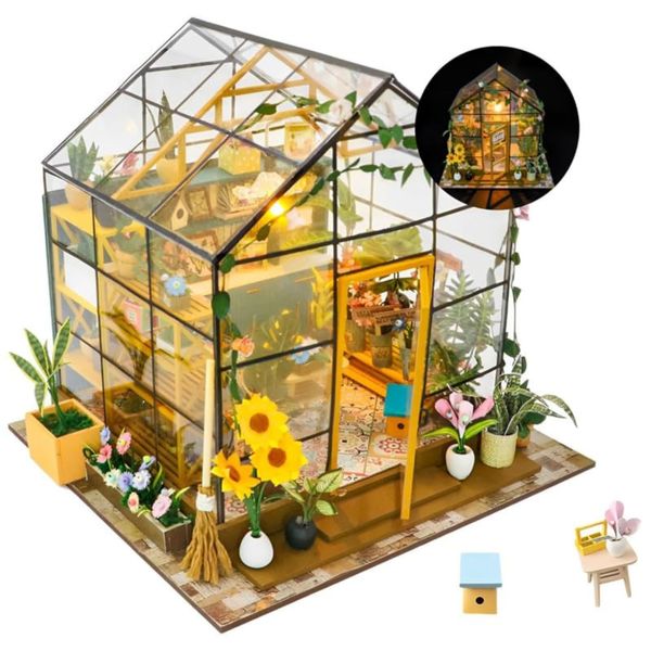 DIY Miniature House Kit for Adults - DIY Miniature Dollhouse Kit w/Accessories - Cute Mini Greenhouse Kit - Booknook Kits for Adults - Miniature Kits - DIY Miniature Kits - Gifts for Adults