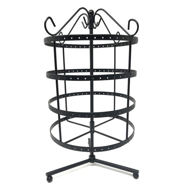 4 Tiers Black Rotating 92 Pairs Earring Holder ~Necklace Organizer Stand ~ Jewelry Stand Display Rack Towers