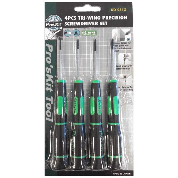 Eclipse Tools SD-081G Pro's Kit Tri-Wing Precision Screwdriver Set with 4 Pieces