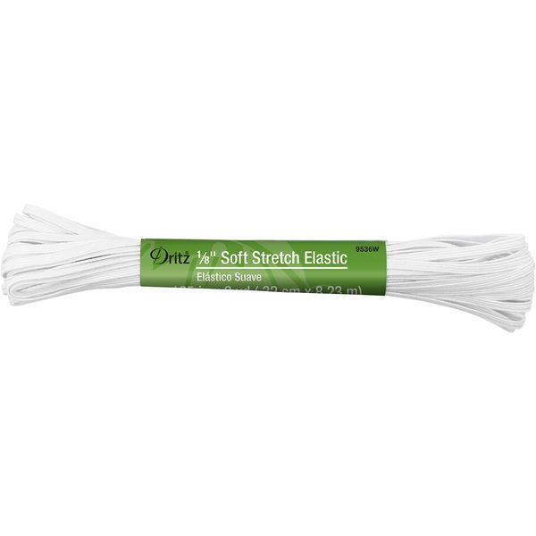 Dritz White Elastic Soft Baby, 1/8" (3.1 mm)